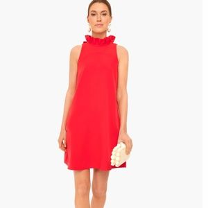 Tuckernuck Vibrant Red Ruffle Neck Mini Dress